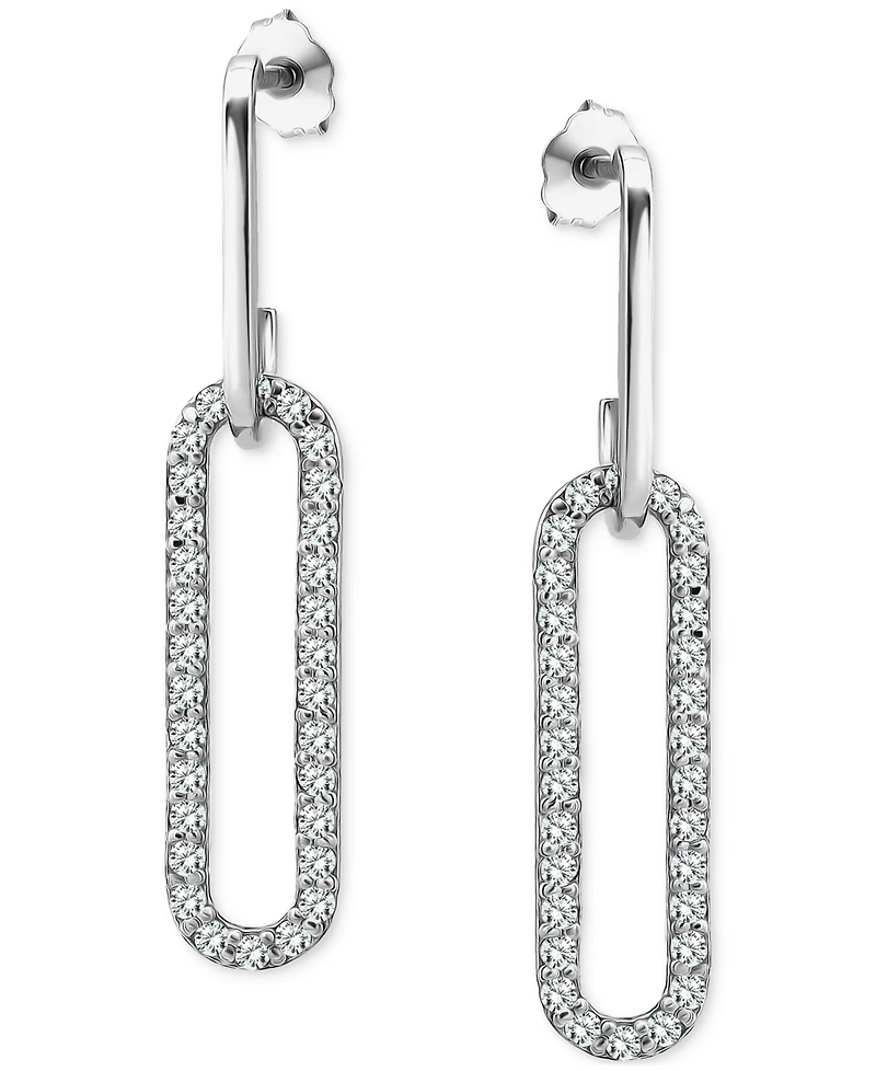 Giani Bernini Cubic Zirconia Oval Paperclip Link Drop Earrings, Exclusively at Macy's