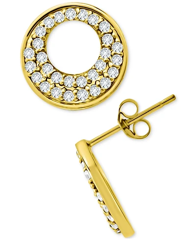 Giani Bernini Cubic Zirconia Pave Open Circle Stud Earrings Sterling Silver, Exclusively at Macy's