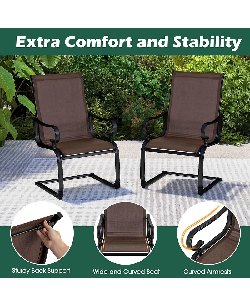 Set of 2 Patio Chairs C-Spring Motion with Quick-drying & Breathable Fabric