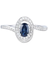 Emerald (3/8 ct. t.w.) & Diamond (1/6 Oval Swirl Ring 14k Gold (Also Ruby Sapphire)