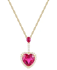Lab Grown Ruby (3-3/8 ct. t.w.) & Lab Grown White Sapphire (1/3 ct. t.w.) Heart Pendant Necklace in 14k Gold Over Sterling Silver, 18"