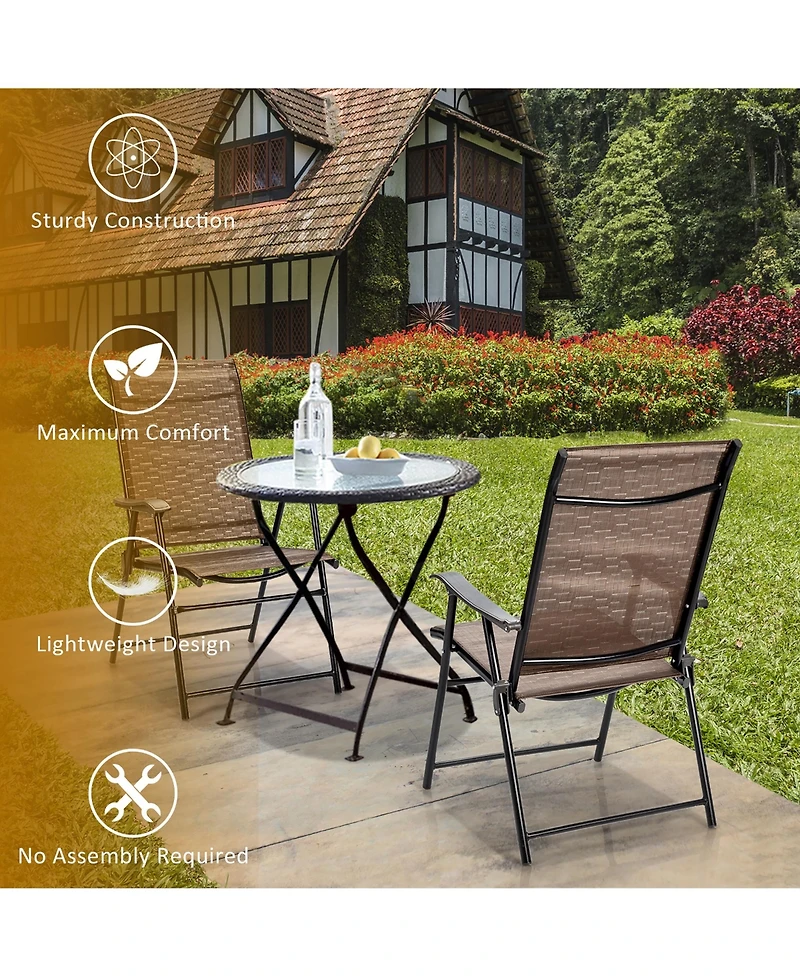 4PCS Outdoor Patio Folding Chair Camping Portable Lawn Garden W/Armrest