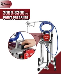 Silvel Airless Paint Sprayer, 1200W High Efficiency Airless Sprayer, 3300 Psi Electric Paint Sprayer Machine with Extension Rod for Interior Exterior