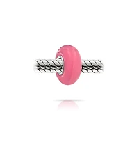 Bling Jewelry Set of 3 Breast Cancer Survivor Pink Ribbon Glass Spacer Charm Bead Silver Core