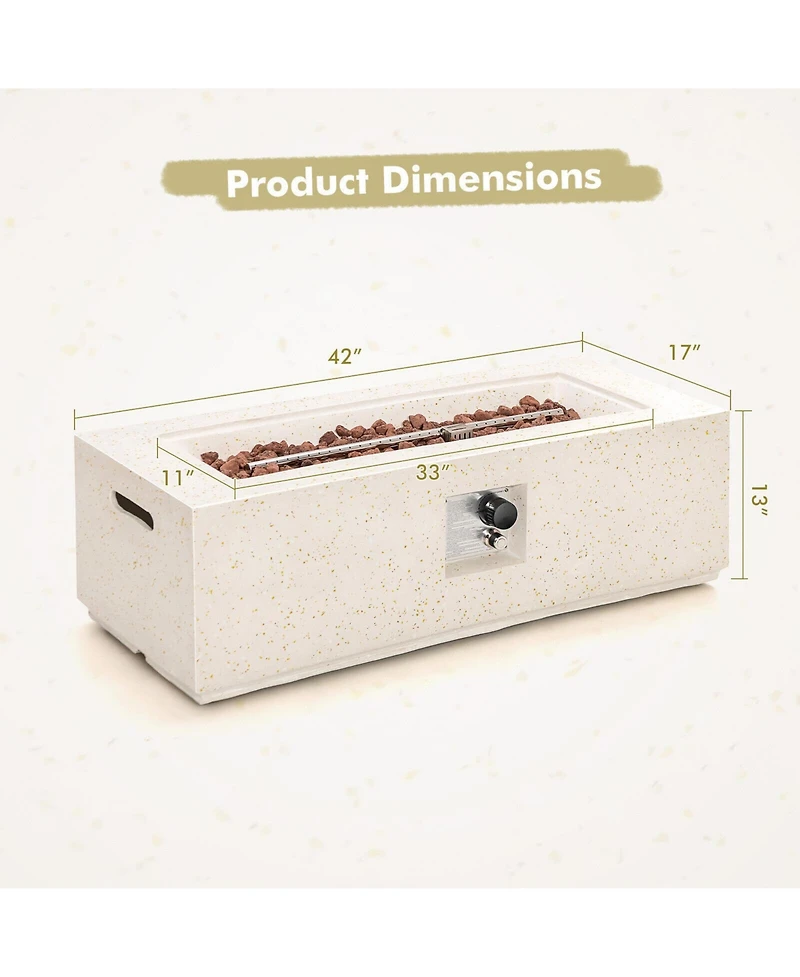 50 000 Btu Rectangle Terrazzo Fire Pit Table with Pvc Cover