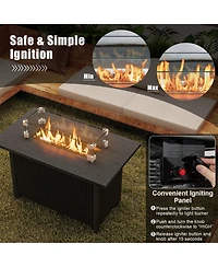 50000 Btu ropane Gas Fire Pit Table with Wind Guard and Glass Rocks