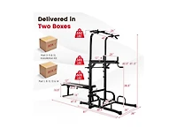 Power Tower Pull Up Bar Stand with Adjustable Heights and Bench