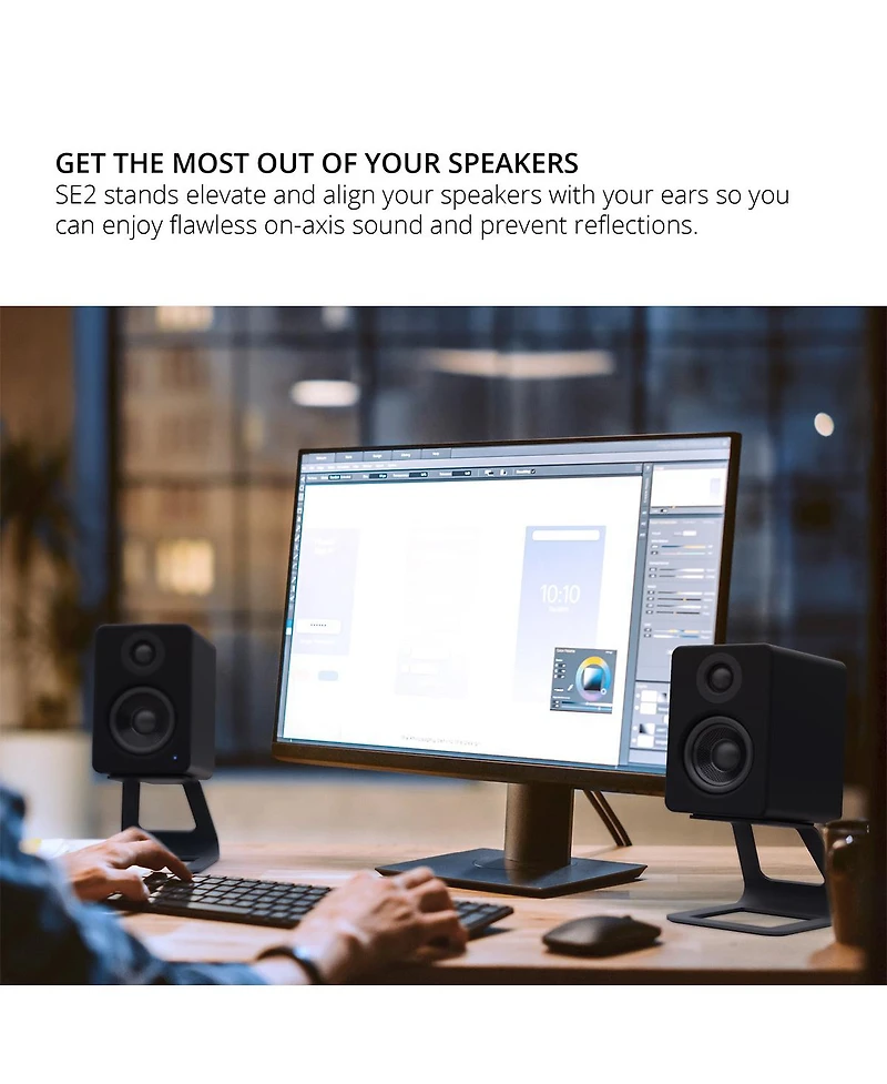 Kanto SE2 Elevated Desktop Speaker Stands for Small Speakers - Pair
