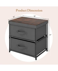 2-Drawer Nightstand with Fabric Bins and Pull Handles – Set of 2 Bedroom Storage Solutions