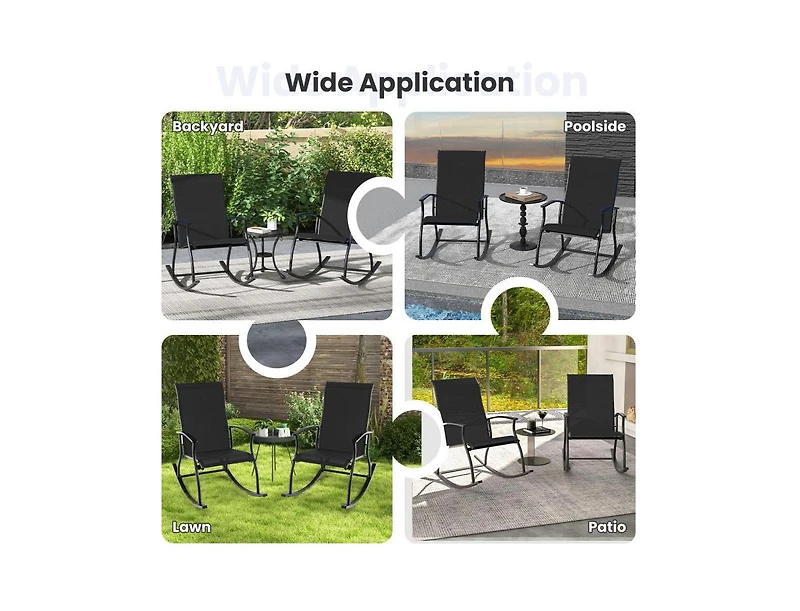2 Pieces Outdoor Rocking Chairs with Breathable Backrest