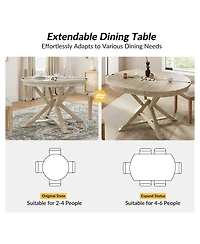 Ignacio Farmhouse Extendable Dining Table With Solid Wood Legs