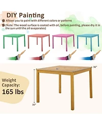 Gymax 5 Pcs Patio Dining Set Acacia Wood Table w/ 1.9'' Umbrella Hole Cushioned Chairs
