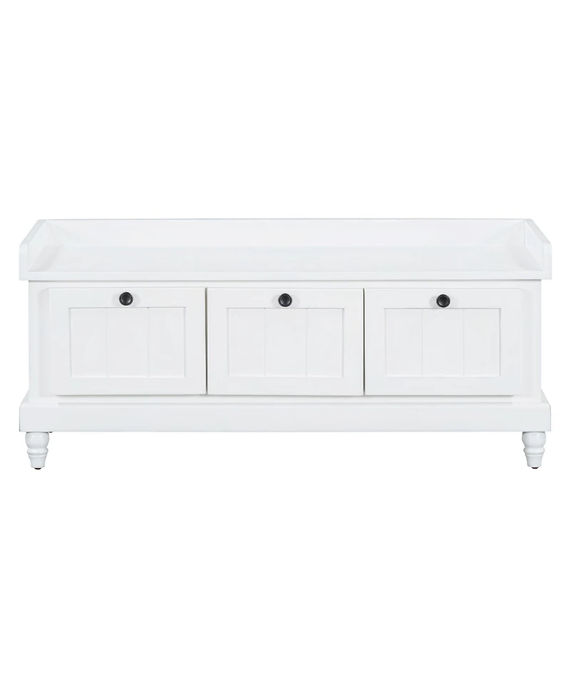Streamdale Classic Storage Bench with Cushioned Seat and Three Drawers for Entryway and Living Room (White)