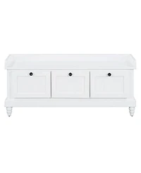 Streamdale Classic Storage Bench with Cushioned Seat and Three Drawers for Entryway and Living Room (White)