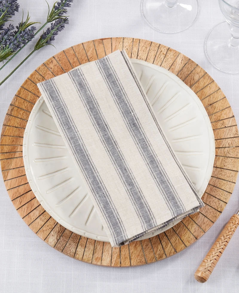 Saro Lifestyle Classic Striped Pure Linen Napkins, 20" x 20"