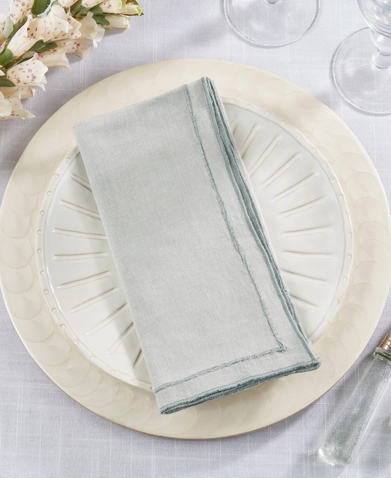Saro Lifestyle Stonewashed Overlock Linen Edge Napkins, 20" x