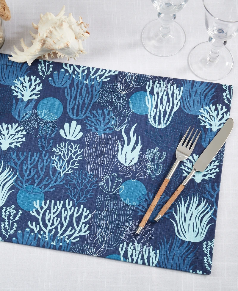 Saro Lifestyle Ocean Depths Cotton Coral Placemats, 14" x 20"