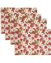 Saro Lifestyle Breezy Juicy Strawberry Cotton Placemats, 14" x 20", Set of 4