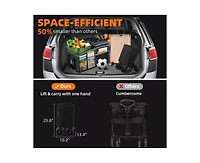 260L Collapsible Foldable Wagon with 440lbs Weight Capacity, Folding Utility Garden Cart with Table Top, Cup Pockets, and Brakes, Utility Grocery Wago