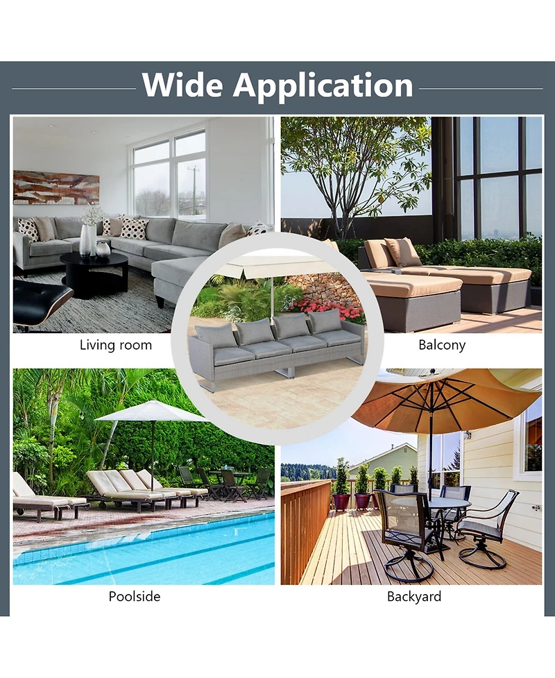 2PCS Patio Conversation Set Sectional Sofa Furniture Cushioned Seat Garden