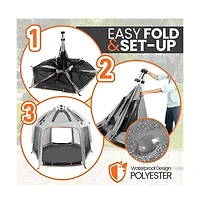 SereneLife Portable & Foldable Playpen with Padded Mattress, Gray