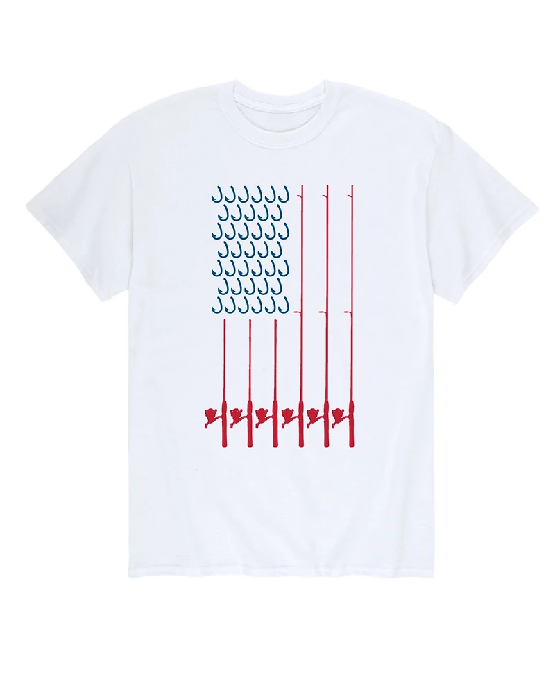 Airwaves Men's American Flag Fishing Poles Short Sleeve T-Shirt