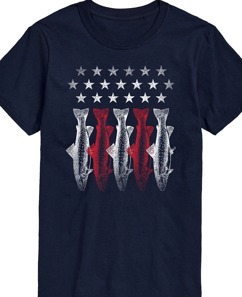 Airwaves Men's American Flag Fish Short Sleeve T-Shirt