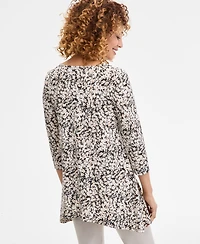 Jm Collection Women's Printed 3/4-Sleeve Swing Knit Top, Regular & Petites, Exclusively at Macy's