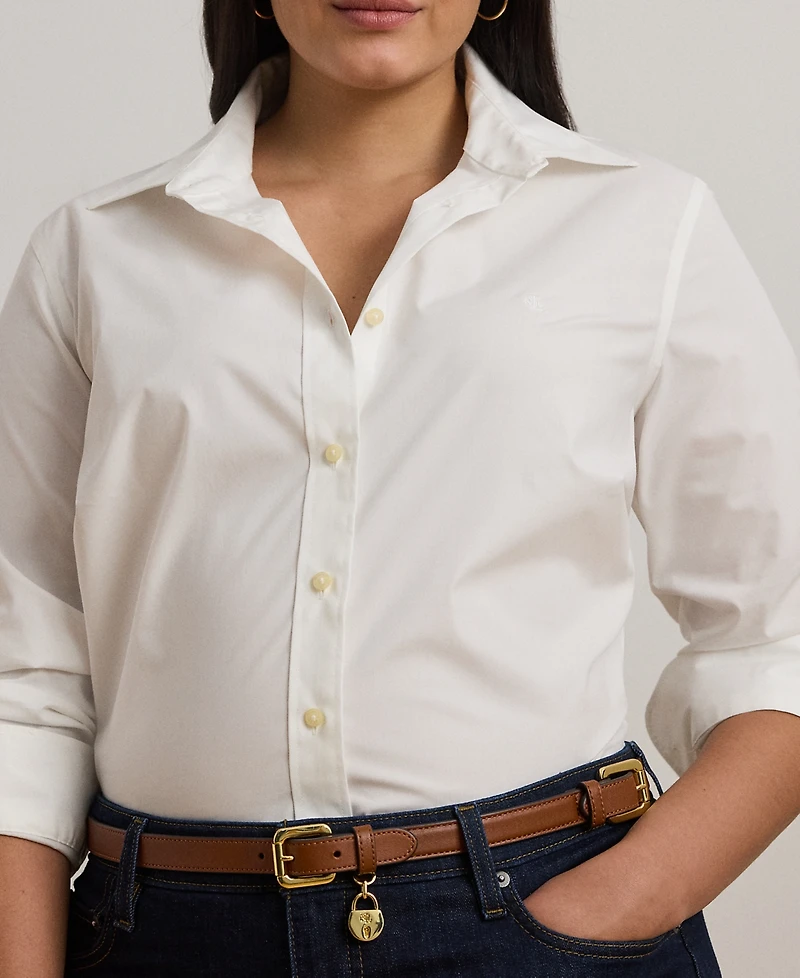Lauren Ralph Plus-Size Easy Care Cotton Shirt