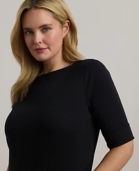 Lauren Ralph Plus Cotton-Blend Boatneck Top