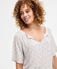 Jm Collection Petite Geo-Print Blouson Top, Exclusively at Macy's
