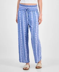 Kingston Grey Juniors' Printed Cropped Wide-Leg Soft Pants