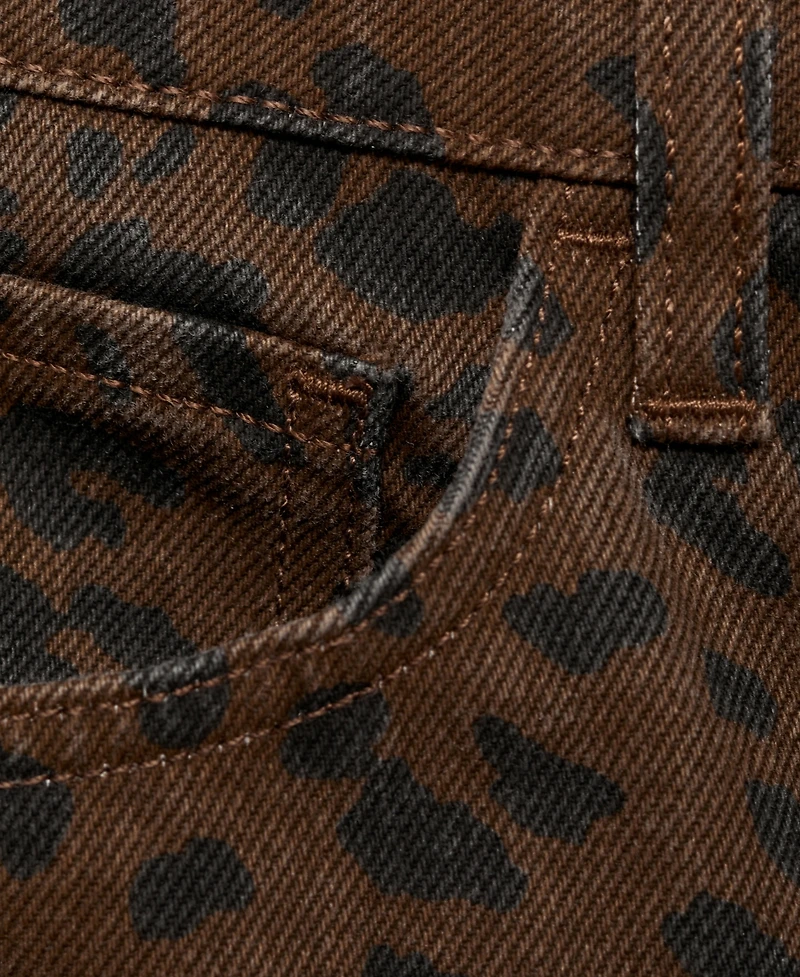 Mango Women's Leopard-Print Straight Jeans