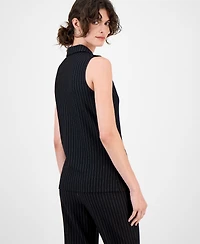 Anne Klein Women's Pinstriped Zip-Front Collared Vest