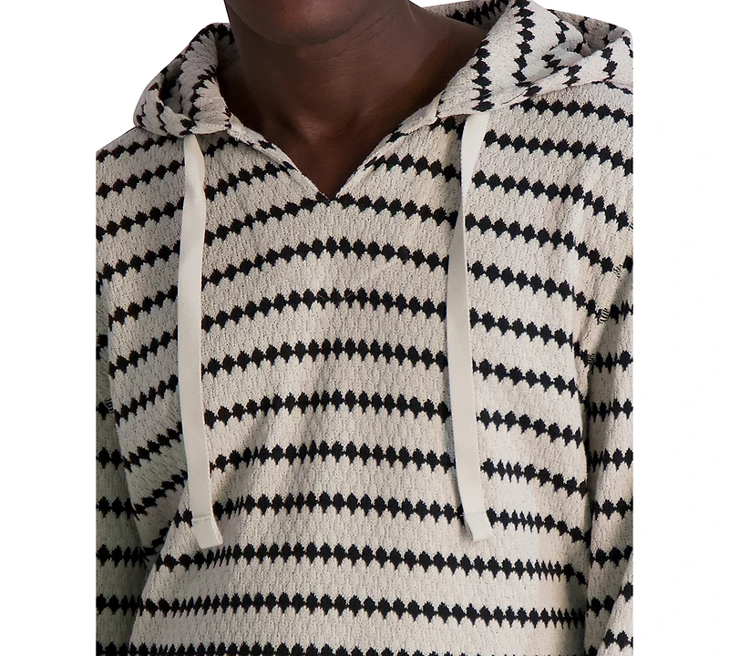 Karl Lagerfeld Paris Men's Relaxed Fit Long Sleeve Jacquard Striped Hoodie