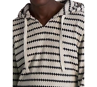 Karl Lagerfeld Paris Men's Relaxed Fit Long Sleeve Jacquard Striped Hoodie