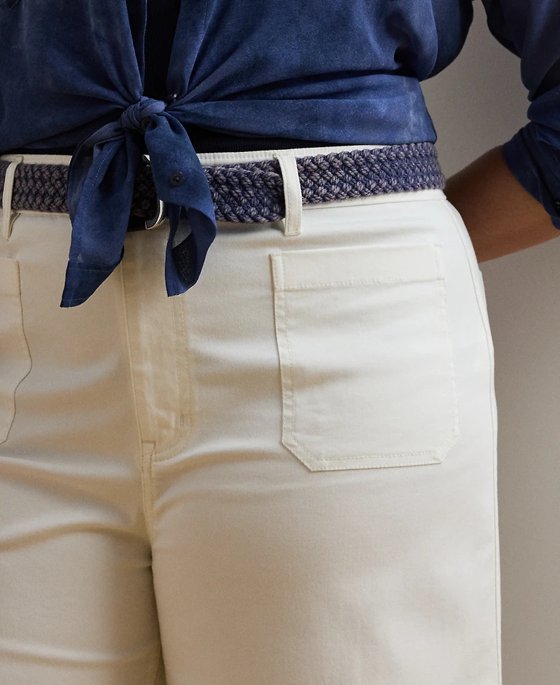 Lauren Ralph Lauren Plus Size Stretch Chino Wide-Leg Cropped Pants