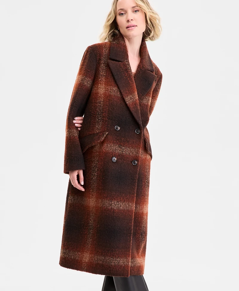 Bcbg Women's Double-Breasted Plaid Coat