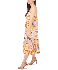 Sam & Jess Petite Printed Smocked-Hem Midi Dress