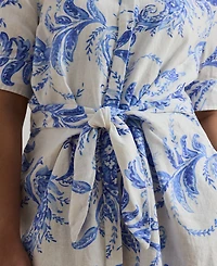 Lauren Ralph Lauren Plus Size Paisley Tie-Front Linen Shirtdress