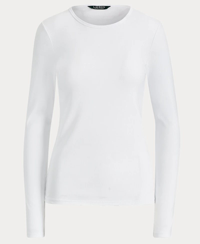 Lauren Ralph Cotton-Blend Long-Sleeve Top