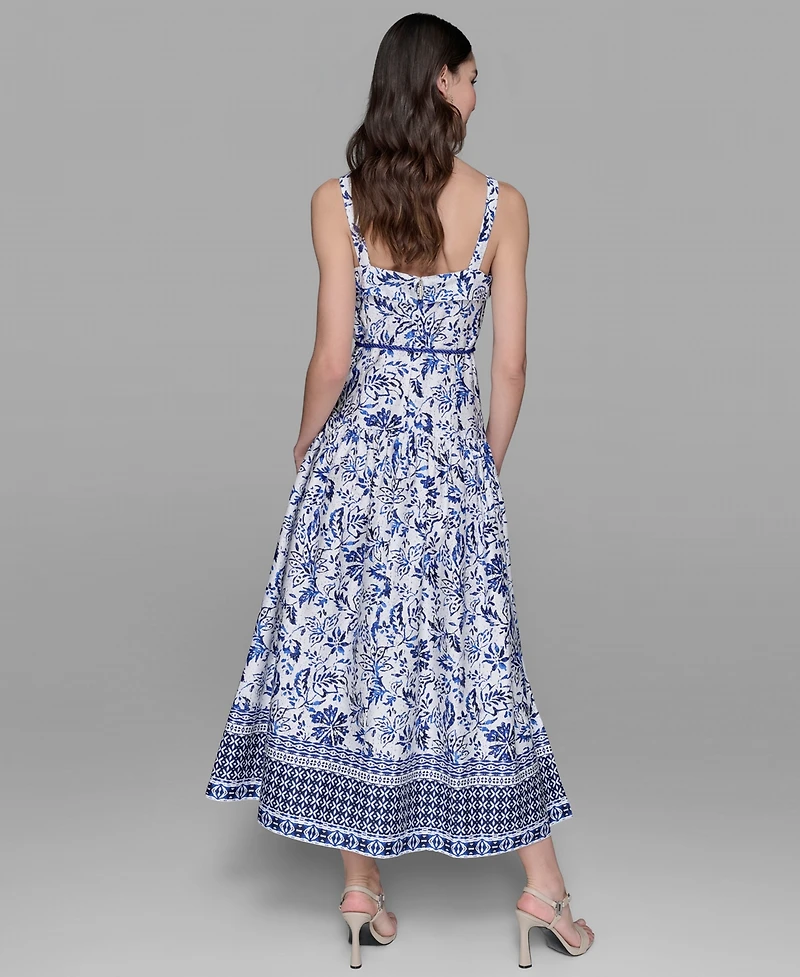 Karl Lagerfeld Paris Women's Floral-Print Square-Neck Midi Dress