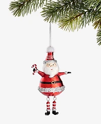 Holiday Lane Heritage Glass Santa with Candy Cane Ornament, Macy's Exclusive