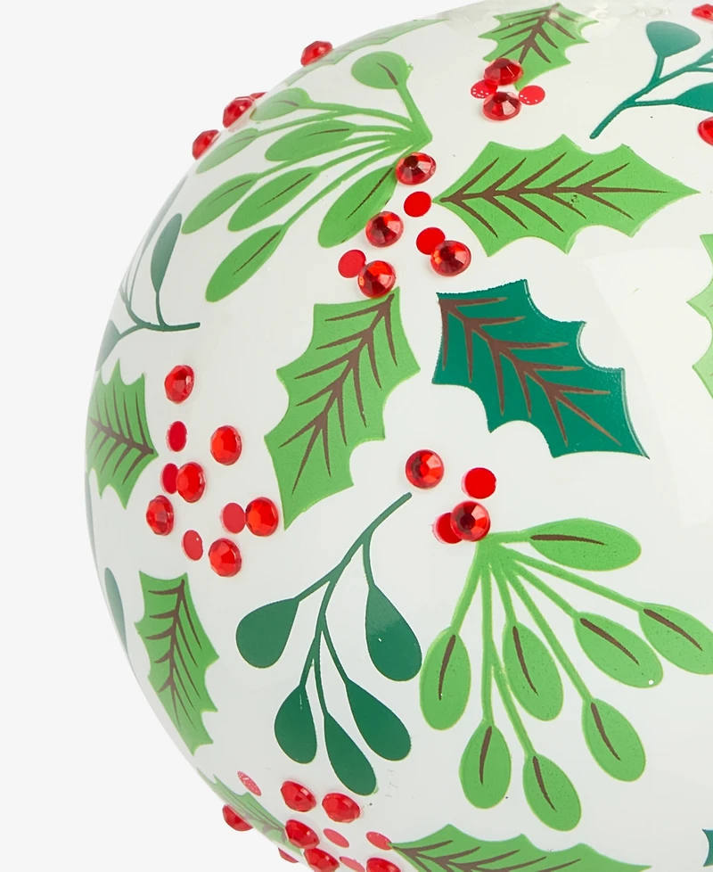 Holiday Lane Christmas Cheer Glass Holly Ball Ornament, Macy's Exclusive