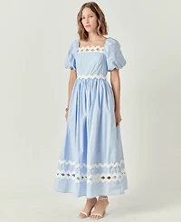 English Factory Women's Scallop-Trim Cotton Midi Dress