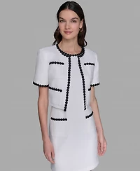 Karl Lagerfeld Paris Women's Contrast-Trim Short-Sleeve Jacket