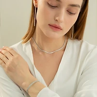 Sterling Silver 18k Gold Plated Cherie Tennis Necklace, Elegant