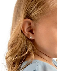 Tiny Blessings Children's 14K Gold Brilliant Halo Studs Girls' Screw Back Earrings