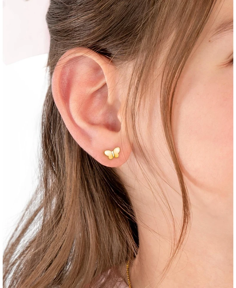 Tiny Blessings Children's 14K Gold Little Butterfly Studs Girls' Screw Back Earrings