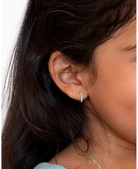 Tiny Blessings Children's Sterling Silver 9mm Timeless Pave Huggie Hoop Earrings